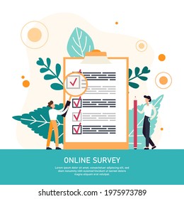Businessman holding a pencil completing checklist on clipboard. Guy with a magnifying glass. Successfully complete business assignments. Flat vector illustration.