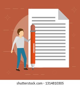 businessman holding pencil paper note