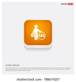 Businessman holding pie chart Icon Orange Abstract Web Button