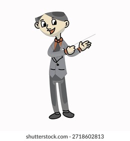 Businessman holding a pointer stick, giving a presentation or training