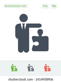 Businessman Holding Puzzle Piece - Sticker Icons. A professional, pixel aligned icon.