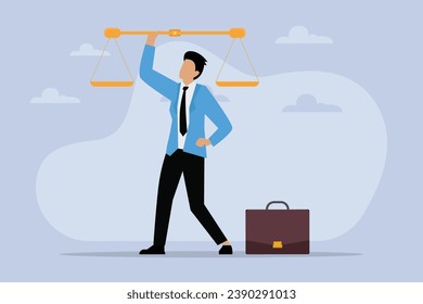 Businessman holding up a scale