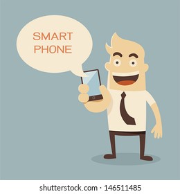 Businessman holding smart phone