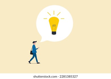 Businessman holding smart phone thinking and got bright lightbulb lamp. Business idea, businessman company leader got solution to solve business problem or creativity thinking concept, smart