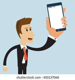 Businessman holding smartphone