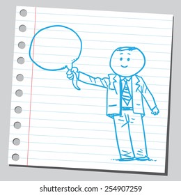 Businessman holding speech bubble