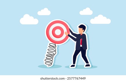 A businessman holding a spring target board, illustration of managing business targets for better structure