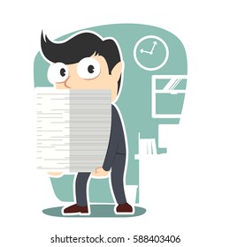 businessman holding stack of paper