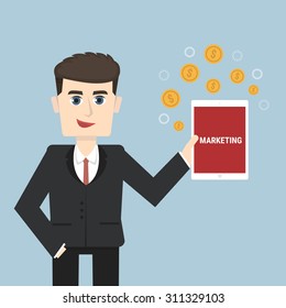 Businessman holding a tablet