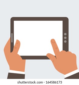 Businessman holding tablet computer with blank screen - free space for your text