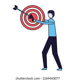 businessman holding target and arrow