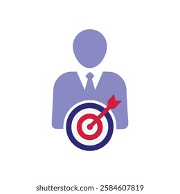 Businessman Holding a Target Symbol Icon