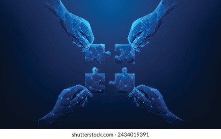 businessman holding teamwork cooperation jigsaw puzzle on blue background. people friendship support concept. Collaborating to work on business solutions and strategies for success. 