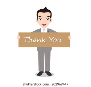 Businessman Holding Thank You Note