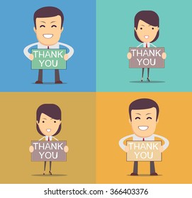 Businessman holding thank you sign