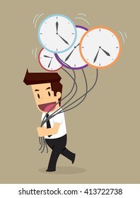 businessman holding time everywhere. vector