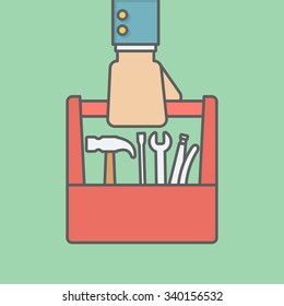businessman holding tool box