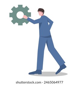 businessman holding tools, conveying ideas, solving problems. suitable for business themes. flat flat illustration.