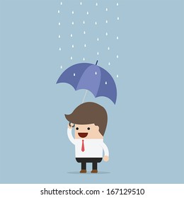 businessman holding an umbrella under the rain, VECTOR, EPS10