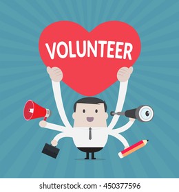 Businessman holding volunteer  sign - Vector