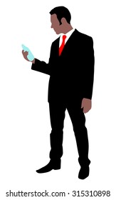 Businessman holding a water bottle, vector