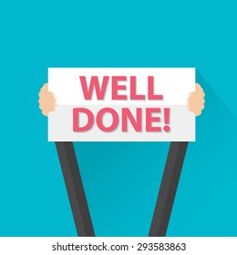 Businessman holding Well done sign, vector