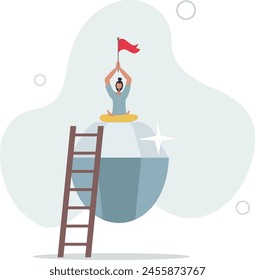 businessman holding winning flag on precious high value diamond.flat vector illustration.