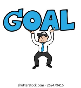 Businessman Holding Word Goal Cartoon Vector Stock Vector (Royalty Free ...