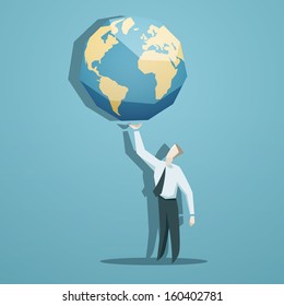 Businessman holding the world in his hands