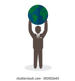 Businessman holding world over head
