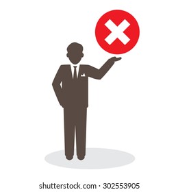 Businessman holding wrong sign