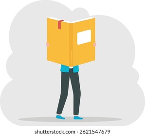 Businessman holds a book in his hands. Book reading. Business study concept. Vector, flat, illustration.


