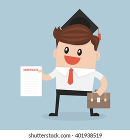 Businessman holds a certificate