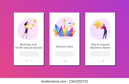 Businessman Holds A Cup On Top Of Column Graph. Key To Success And Success Story, Business Chance, On The Way To Success Concept On White Background. Mobile UI UX GUI Template, App Interface Wireframe