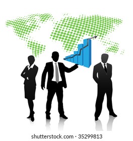 Businessman holds graph