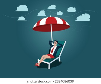 Businessman holiday and relax, Businessman wearing a suit upper half. vector concept illustrator.