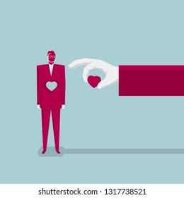 A businessman was hollowed out of the heart. Business concept design.