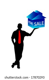 businessman with home