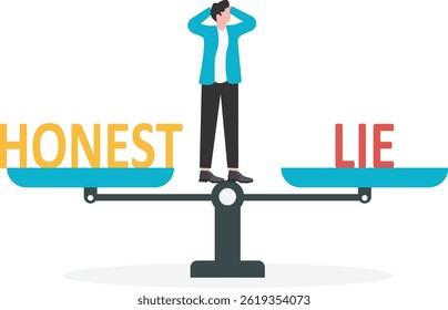 Empresário com honesta e mentira sinalética ilustração vetor plana

