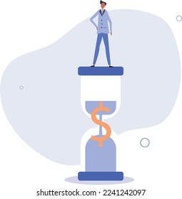 Businessman and hourglass. time management and profit concept.