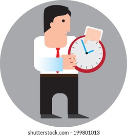 businessman with hours. Vector illustration