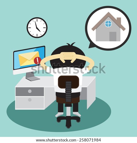 Businessman and house in bubble talk message