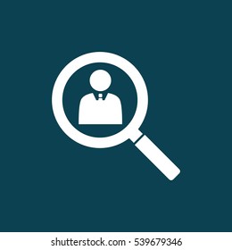 businessman hr search icon on blue background