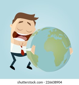 businessman is hugging the earth