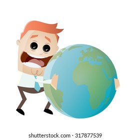 businessman is hugging the earth