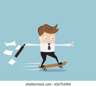 businessman hurry on skateboard vector illustration