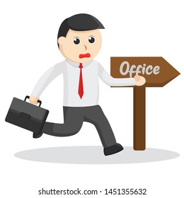 businessman in a hurry when go to office illustration