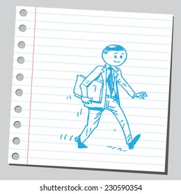 Businessman hurrying with documents