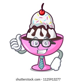 Businessman Ice Cream Sundae Character Cartoon