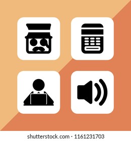 businessman icon. 4 businessman set with work, technological, gentleman and speaker vector icons for web and mobile app